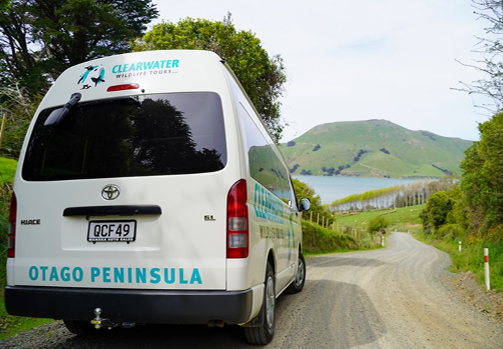 Clearwater Wildlife Tours van on a gravel road