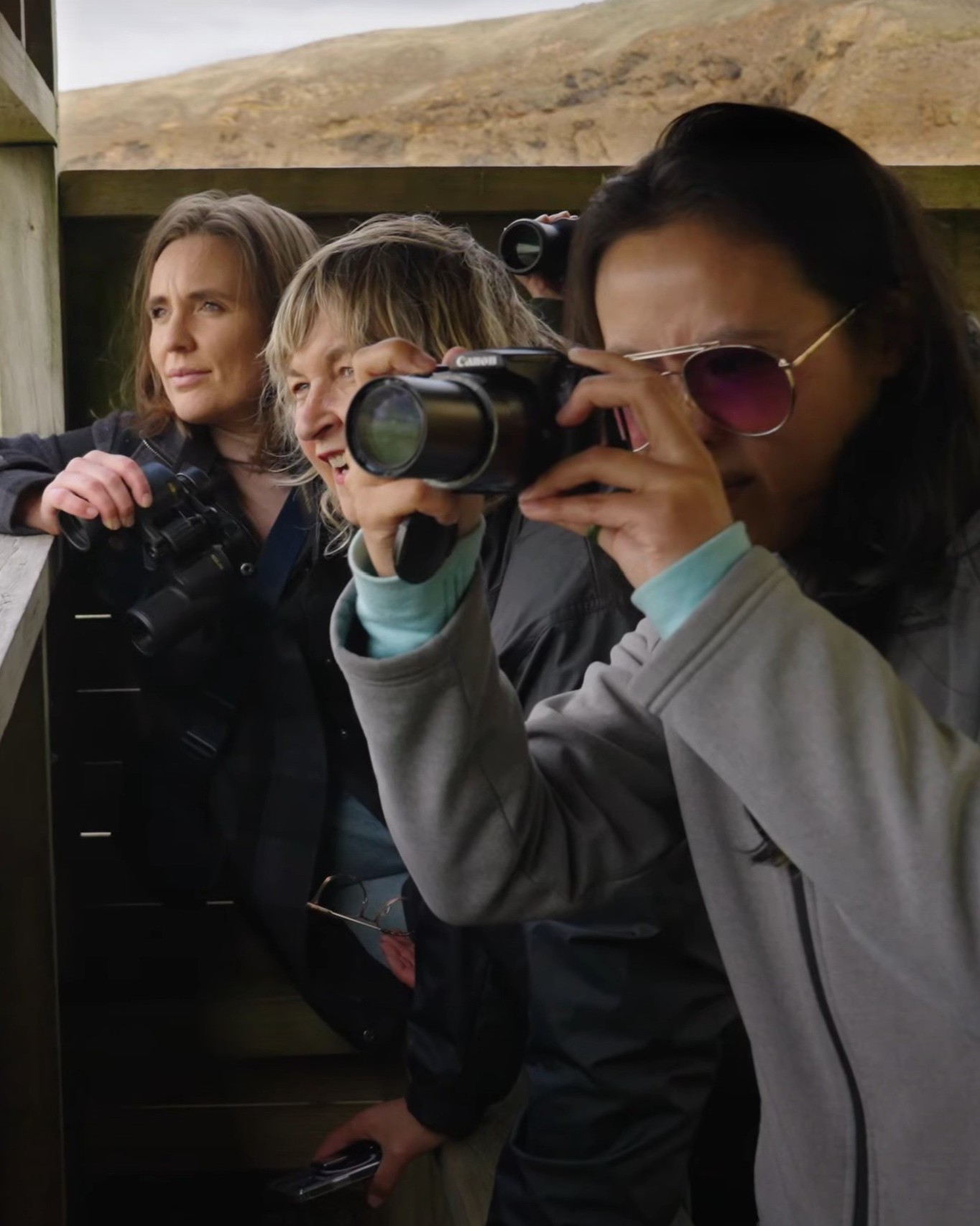 Birders at the CWT beach hide
